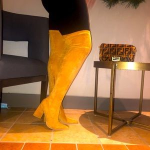 Boho Camel Suede Over the Knee Boots